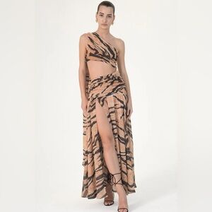 Ronny kobo One-Shoulder Tiger Print Maxi Dress $598
